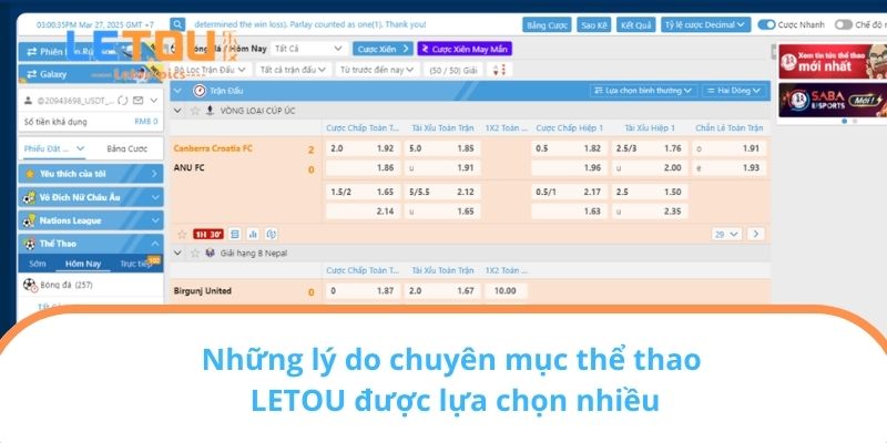 Những lý do chuyên mục thể thao LETOU được lựa chọn nhiều